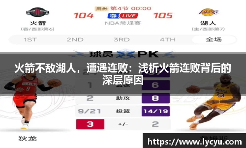 火箭不敌湖人，遭遇连败：浅析火箭连败背后的深层原因